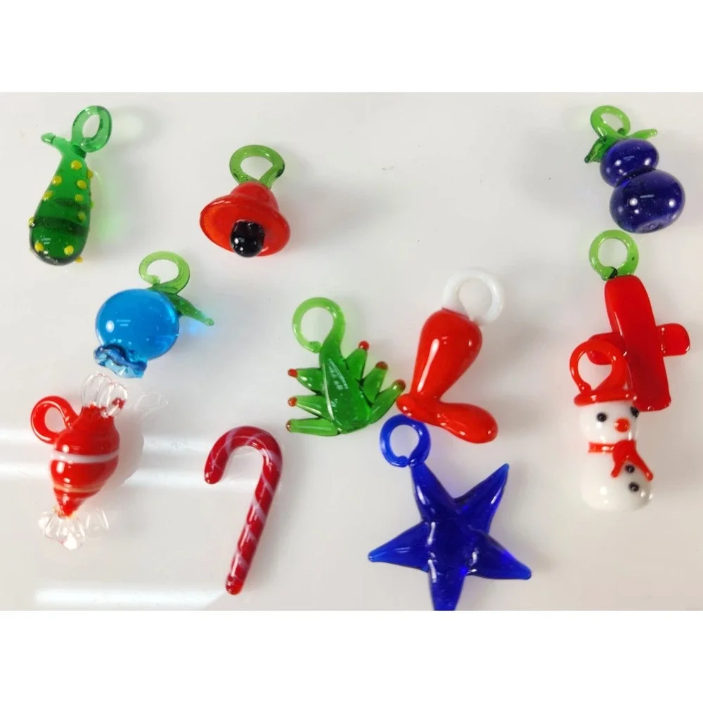 Hand Blown Murano Glass Christmas Tree & Mini Ornaments Southwest Cactus Boot